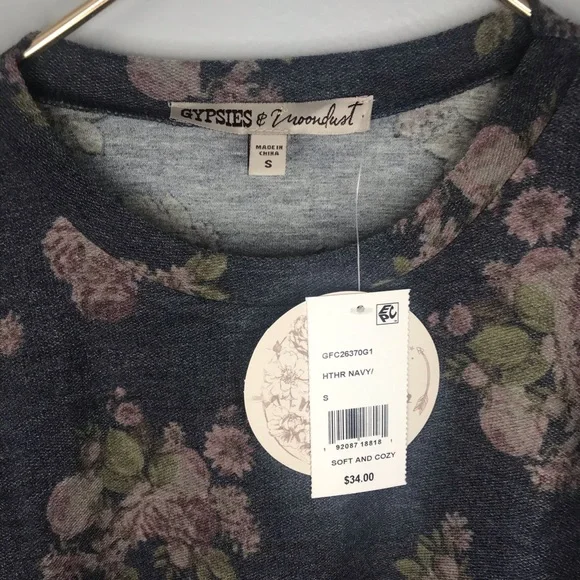 FINAL SALE!!! NWT Gypsies & Moondust Floral Puffed Sleeved Top - Picture 7 of 7